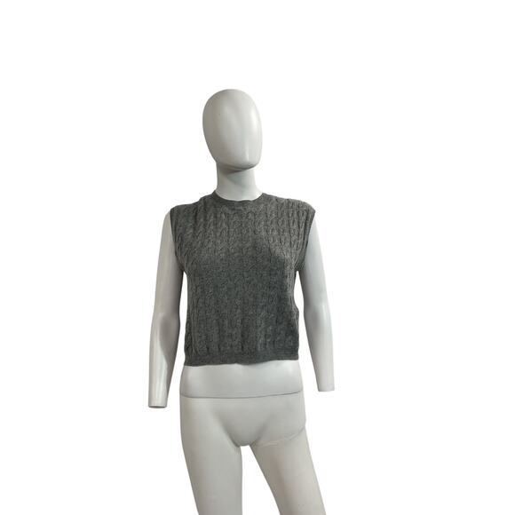 Jardin Des Orangers Grey Cashmere Cable-Knit Cashmere Sweater Vest Size XS - Picture 2 of 5